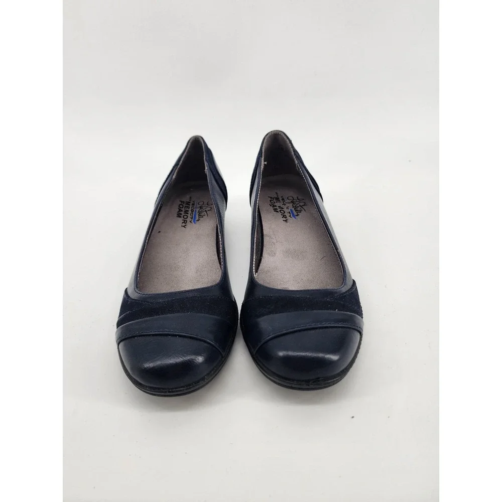 LifeStride Alchemy Womens Navy Wedge‎ Heels Memory Foam Shoes